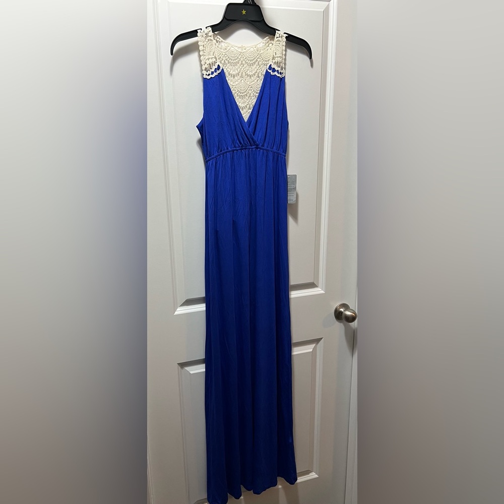 Felicity & Coco Royal Blue Dress with Lace Accent